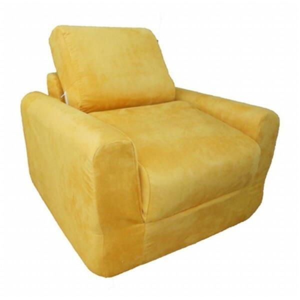 Fun Furnishings Canary Yellow Micro Suede Chair Sleeper 20203